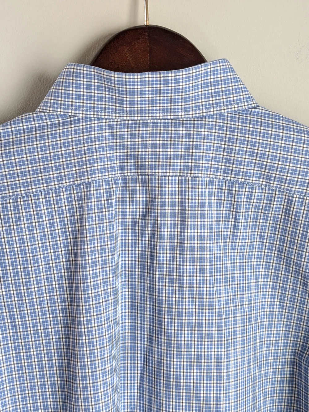 Polo Ralph Lauren Regent Shirt Mens 17 34/35 Classic Fit Blue Plaid Cotton